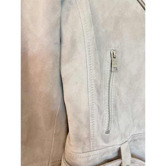 Club Monaco ~ Suede Moto Jacket in Taupe - Picture 10 of 16